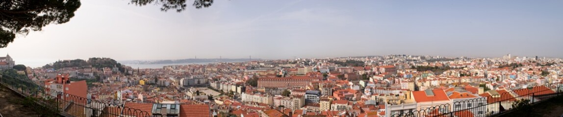 Naklejka na ściany i meble Panoramic view from Miradouro da Senhora do Monte, Lisbon
