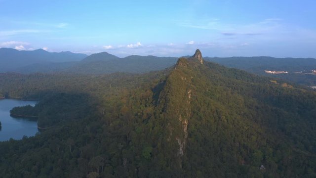 4k Scenic Aerial View of Bukit Tabur Quartz Ridge revealing Klang Gate Dam, Kuala Lumpur