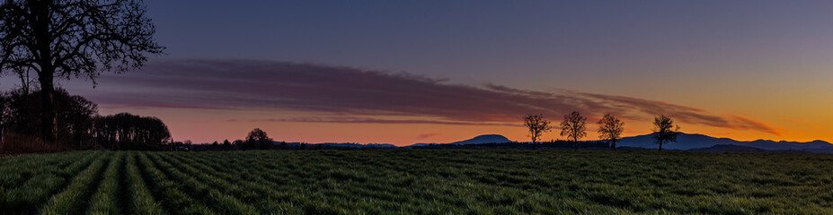 Oregon sunset over Mary's Peak coast range