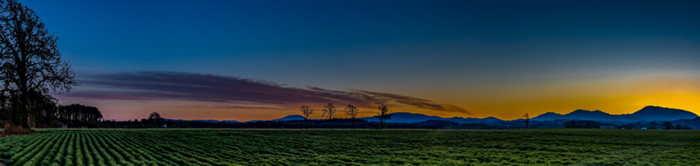 Oregon sunset over Mary's Peak coast range