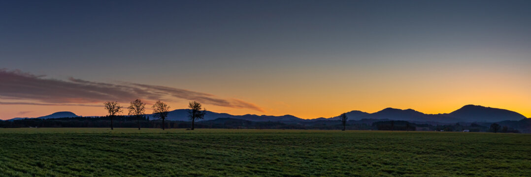 Oregon sunset over Mary's Peak coast range