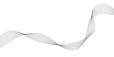 Abstract wave element for design. Digital frequency track equalizer. Stylized line art background. Vector illustration. Wave with lines created using blend tool. Curved wavy line, smooth stripe.