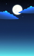 Night sky background. Moon and star, cloud on night sky.