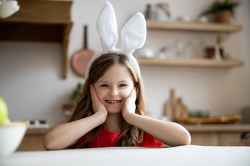 Lovely girl with bunny ears stock photo