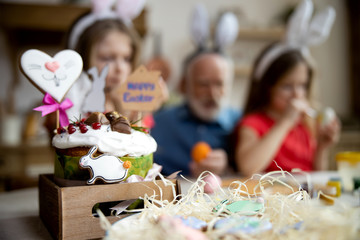 Beautiful decoration on Easter bread stock photo