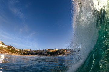 Splashing waves at sunrise, Sydney Australia