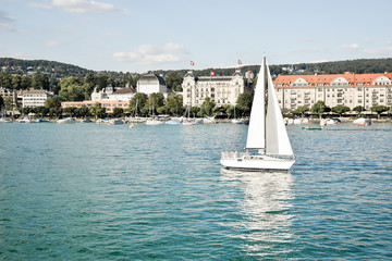 sailing boat on the river