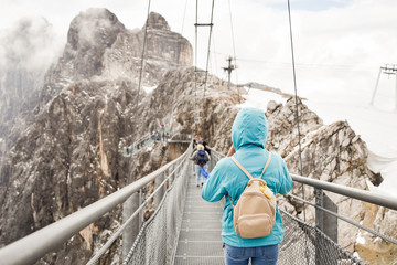 suspension bridge in the alps