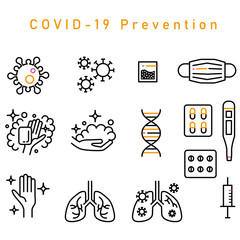 3色アイコン　新型コロナウイルス感染症予防アイコン　基本カラー黒