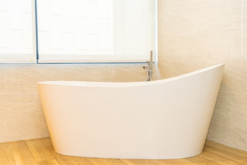 Clean white empty bathtub decoration interior