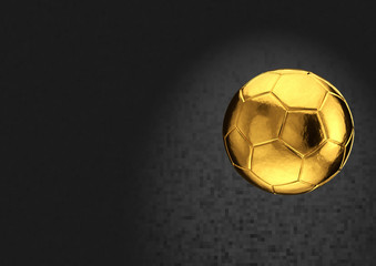 Fototapeta premium Gold soccer ball on dark background.