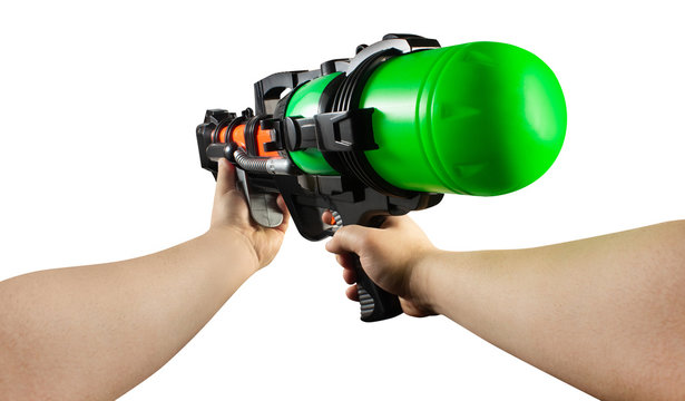 Isolated Hands Holding Water Gun.