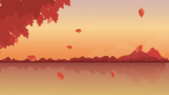 animated autumn scenery near the lake in various color motion graphics