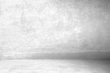 Concrete wall white grey color for background. Old grunge textures with scratches and cracks. White painted cement wall texture.