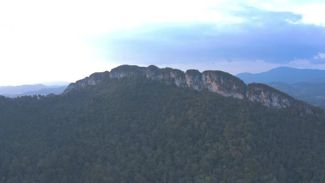 4k Scenic Aerial View of Bukit Tabur Quartz Ridge. Establishing Shot