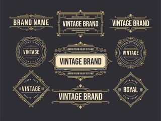 vintage old label set design template. Brewery, whiskey, card, design invitation, poster