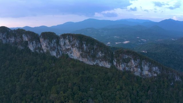 4k Scenic Aerial View of Bukit Tabur Quartz Ridge revealing mountain view