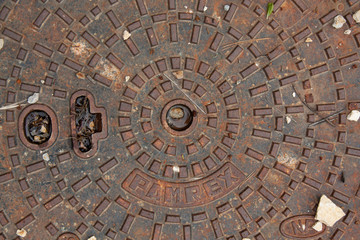 Manhole cover with rust