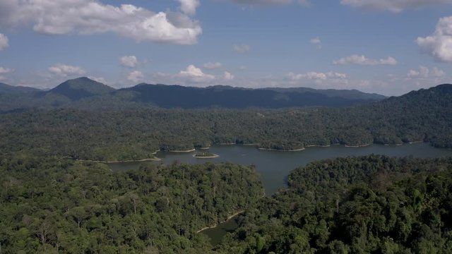 4k Scenic Aerial View of Bukit Tabur Quartz Ridge revealing Klang Gate Dam, Kuala Lumpur