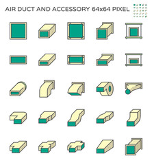 Air duct and accessory icon set, 64x64 perfect pixel and editable stroke.