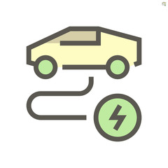 Electric car or ev car charging vector icon design, 48x48 pixel perfect and editable stroke.