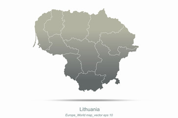lithuania map. european countries map with gray gradient. europe of modern vector map series.