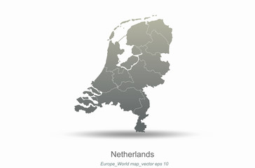 netherlands map. european countries map with gray gradient. europe of modern vector map series.