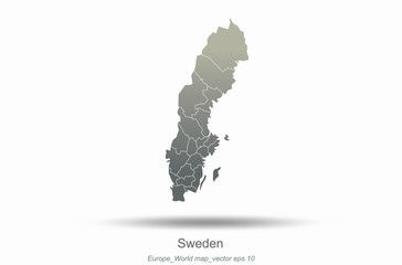 sweden map. european countries map with gray gradient. europe of modern vector map series.
