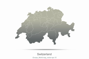 switzerland map. european countries map with gray gradient. europe of modern vector map series.