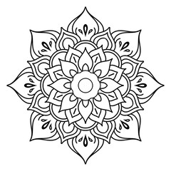 Circle flower of mandala with vintage floral style, Vector mandala Oriental pattern, Hand drawn decorative element. Unique design with petal flower. Concept relax and meditation use for page logo book