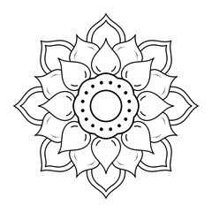 Circle flower of mandala with vintage floral style, Vector mandala Oriental pattern, Hand drawn decorative element. Unique design with petal flower. Concept relax and meditation use for page logo book