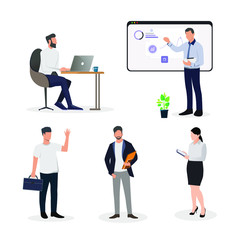 Working businessman and businesswoman people character illustration. Suitable for any purposes, like website, mobile apps, and sticker