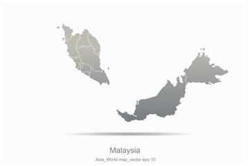 aisan countries map. asia of modern vector map series.