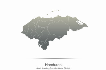 honduras map. america continent countries map. country map of gray gradient series.