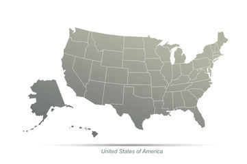 us map. usa map. united states. america continent countries map. country map of gray gradient series.