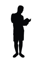 Reading man with book silhouette vector on white