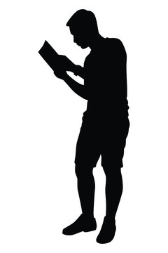 Reading man with book silhouette vector on white