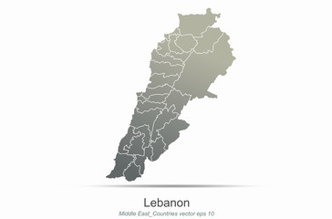 lebanon map. middle east countries map. arab country map of gray gradient seires.