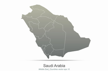 saudi arabia map. middle east countries map. arab country map of gray gradient seires.