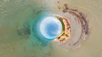 Fototapeta premium Little Planet of Ponta Grossa Beach close to Canoa Quebrada, east shore of Ceara State, Brazil