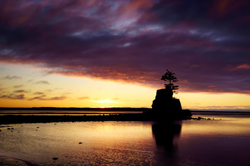 Fototapeta premium Oregon Coast Lincoln City Siletz Bay Pacific Ocean Sunset