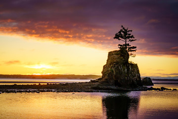 Oregon Coast Lincoln City Siletz Bay Pacific Ocean Sunset