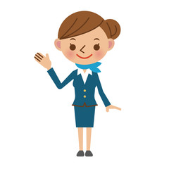 お客様に案内をするキャビンアテンダント