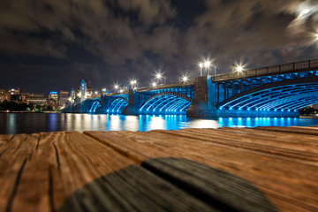 Long Fellow Bridge at Night in Boston