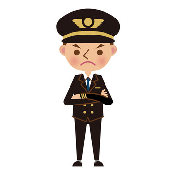 recommend clip art: 腕組みをして怒った表情のパイロット