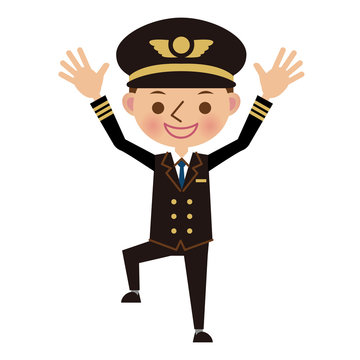 recommend clip art: バンザイをする喜んだ表情のパイロット