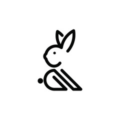 Rabbit outline, bunny silhouette. Easter symbol. Vector icon.