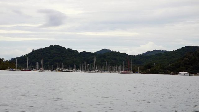 Panama and Isla Mamey seen from a boat in the ocean