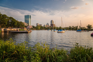 Naklejka premium A Summer Day Sunset in Boston City
