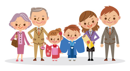 家族・兄弟で七五三　